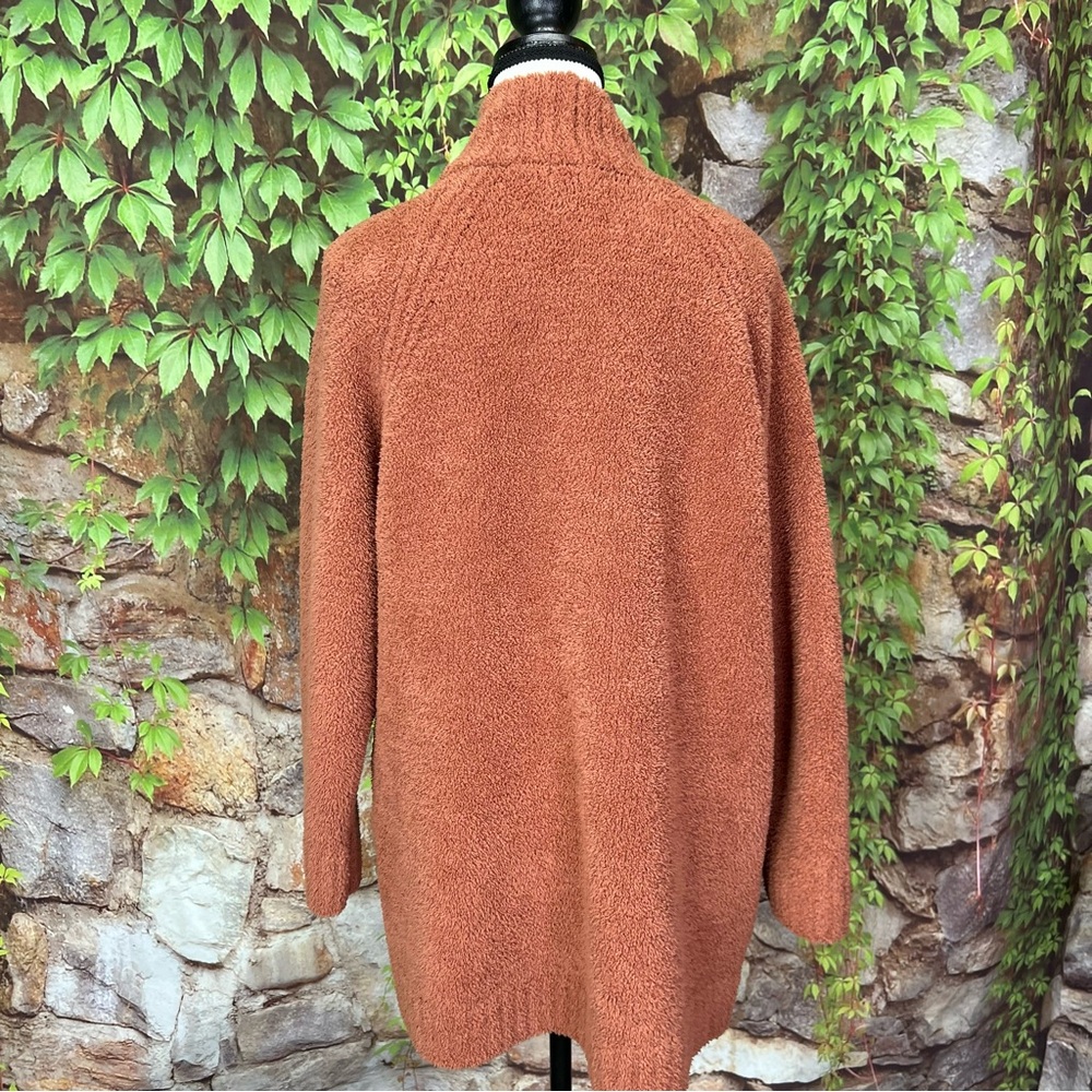 BAREFOOT DREAMS Plush Burnt Sienna Textured Open Cardigan, XL - Picture 5 of 9